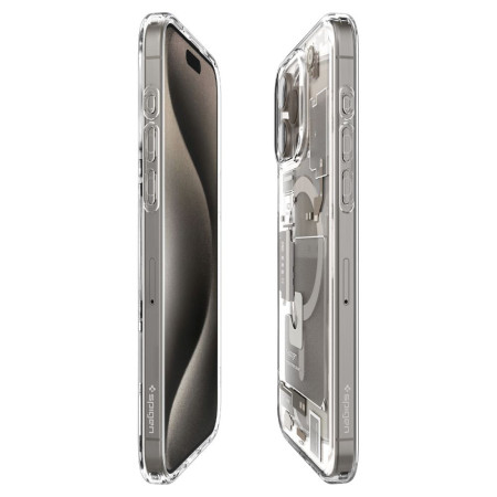 Husa pentru iPhone 15 Pro, Spigen Ultra Hybrid MagSafe Zero One, Natural Titanium