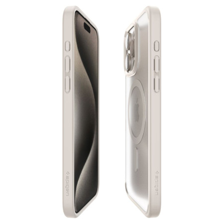 Husa pentru iPhone 15 Pro Max, Spigen Ultra Hybrid, Frost Natural Titanium