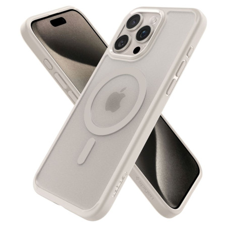 Husa pentru iPhone 15 Pro Max, Spigen Ultra Hybrid, Frost Natural Titanium