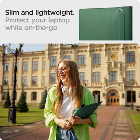 Husa pentru Laptop 13' 14", Spigen Valentinus Sleeve, Jeju Green