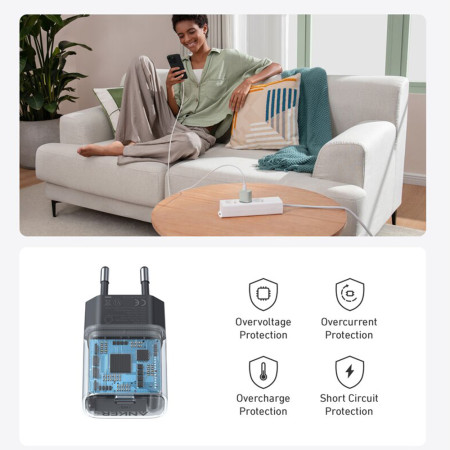 Incarcator Priza Tip-C, 30W, PowerIQ 3.0, Anker Nano 4, White