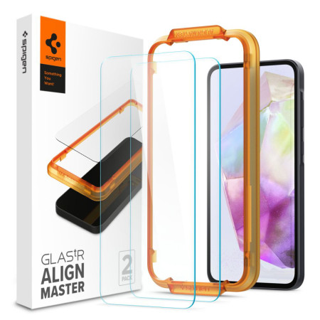 Folie pentru Samsung Galaxy A35 5G, set 2 buc, Spigen Glas.TR Align Master, Clear