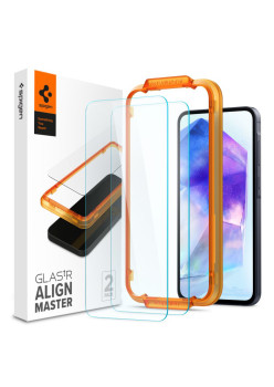 Folie pentru Samsung Galaxy A55 5G, set 2 buc. Spigen Glas.TR Align Master, Clear