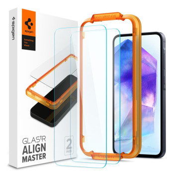 Folie pentru Samsung Galaxy A55 5G, set 2 buc. Spigen Glas.TR Align Master, Clear