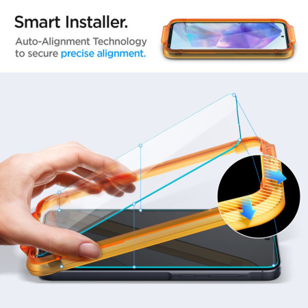 Folie pentru Samsung Galaxy A55 5G, set 2 buc. Spigen Glas.TR Align Master, Clear