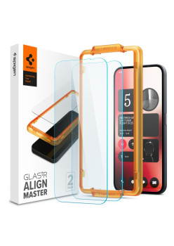 Folie pentru Nothing Phone 2a, set 2 buc. Spigen Glas.TR Align Master, Clear