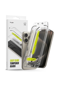 Folie pentru iPhone 15 Pro Max (set 2) - Ringke Easy Slide Tempered Glass - Clear