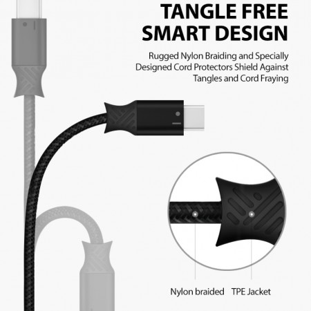 Cablu de Date USB la Type-C 1.2mm - Ringke - Black