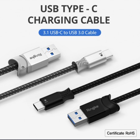 Cablu de Date USB la Type-C 1.2mm - Ringke - Black