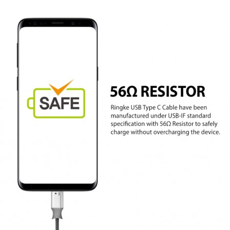 Cablu de Date USB la Type-C 1.2mm - Ringke - Black