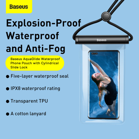 Husa Waterproof IPX8 pentru Telefon 7.2, Baseus, Black