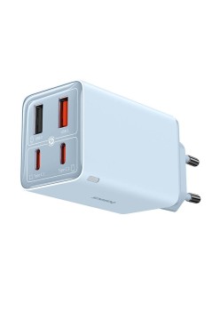 Incarcator pentru Priza 2x USB, 2x Type-C, 65W + Cablu Type-C la Type-C - Baseus (P10162701313-00) - Blue