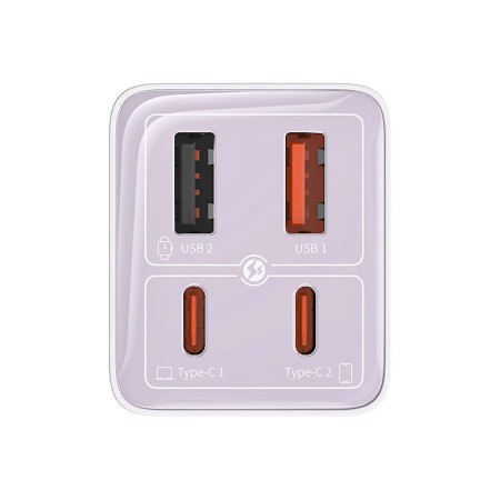 Incarcator pentru Priza 2x USB, 2x Type-C, 65W + Cablu Type-C la Type-C - Baseus (P10162701533-00) - Purple