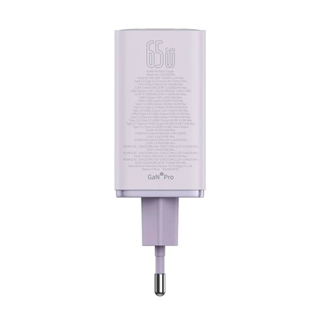 Incarcator pentru Priza 2x USB, 2x Type-C, 65W + Cablu Type-C la Type-C - Baseus (P10162701533-00) - Purple