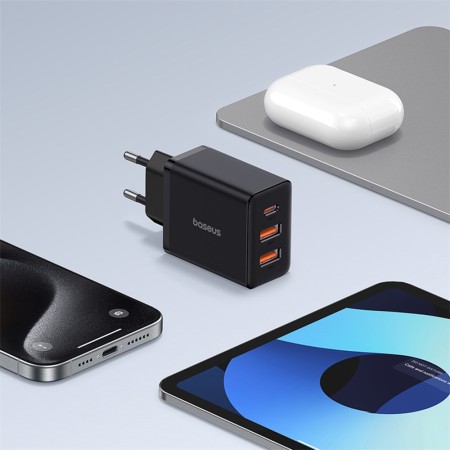 Incarcator GaN, 2x USB, Type-C, Fast Charging, 30W - Baseus (P10111402113-00) - Cluster Black
