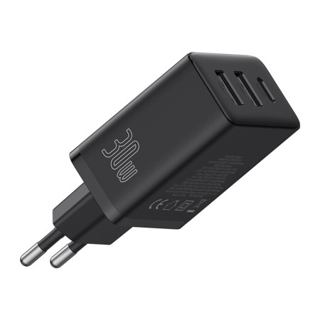 Incarcator GaN, 2x USB, Type-C, Fast Charging, 30W - Baseus (P10111402113-00) - Cluster Black