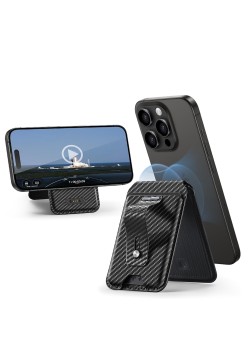 Portofel pentru Telefon cu Functie de Suport Birou - ESR - Carbon Fiber