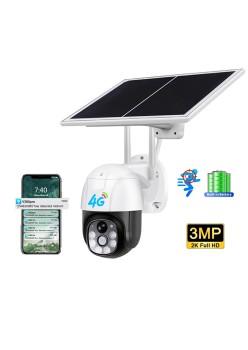 Camera de Supraveghere Exterior, cu Alarma, Panou Solar, 2K, Sim Card - Techsuit (VC9-WiFi/4G) - White