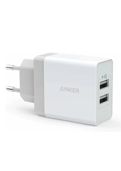 Incarcator 2x USB, PowerIQ, VoltageBoost, 2.4A, 24W - Anker PowerPort (A2021L21) - White