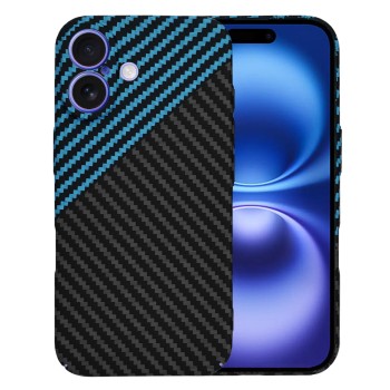 Husa pentru iPhone 16 - Premium CarbonFiber - Blue Pulse