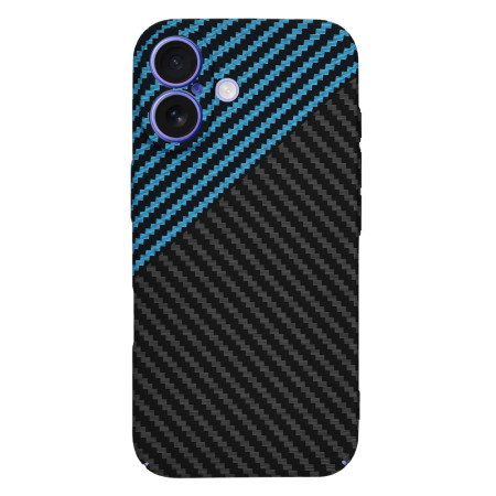Husa pentru iPhone 16 - Premium CarbonFiber - Blue Pulse