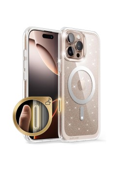 Husa pentru iPhone 16 - Supcase Unicorn Beetle Slim Clear MagSafe - Glitter Pink