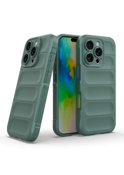 Husa Antisoc pentru iPhone 16 Pro Max, Margini Striate, Magic Shield, Green