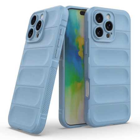 Husa Antisoc pentru iPhone 16 Pro Max, Margini Striate, Magic Shield, Bleu