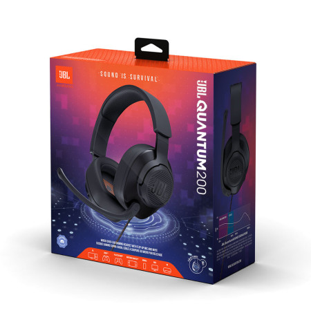 Casti JBL Gaming cu fir Quantum 200 cu Microfon, Black