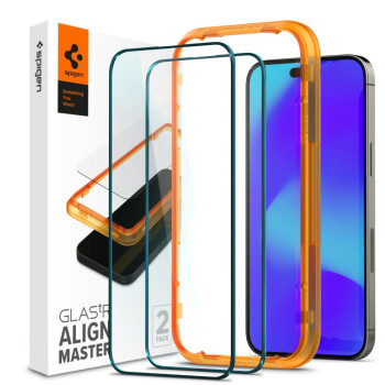 Folie pentru iPhone 14 Pro, Spigen Glas.TR Align Master, Black