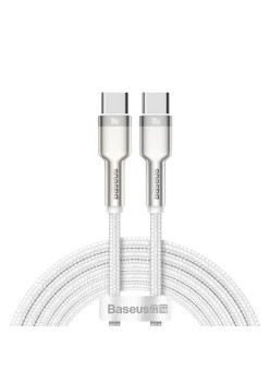 Cablu Type-C to Type-C, Super Fast Charge, 100W, 480Mbps, 20V, 5A, 1m - Baseus Cafule Series Metal (CATJK-C02) - White