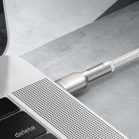 Cablu Type-C, Super Fast Charge, 100W, 2m - Baseus Cafule Series Metal (CATJK-D02) - White