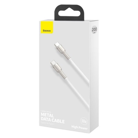 Cablu Type-C, Super Fast Charge, 100W, 2m - Baseus Cafule Series Metal (CATJK-D02) - White