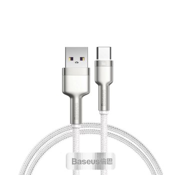 Cablu de Date USB la Type-C, 66W, 1m - Baseus Cafule Series Metal (CAKF000102) - White