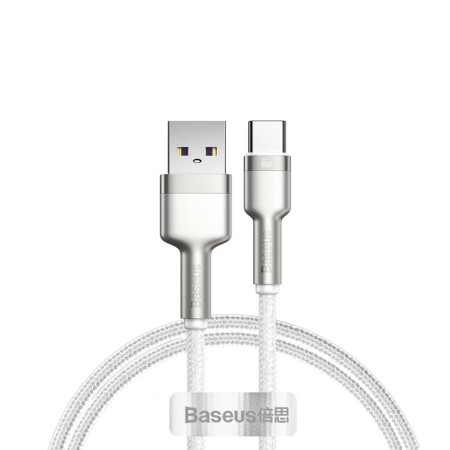 Cablu de Date USB la Type-C, 66W, 1m - Baseus Cafule Series Metal (CAKF000102) - White