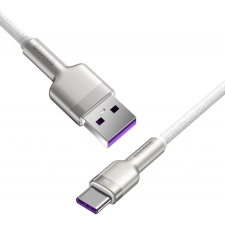 Cablu de Date USB la Type-C, 66W, 1m - Baseus Cafule Series Metal (CAKF000102) - White