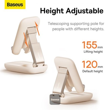 Suport pentru Telefon, Ajustabil si Pliabil- Baseus Seashell Series (B10551500411-00) - Baby Pink