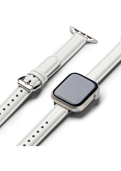 Curea pentru Apple Watch SE 40mm - Ringke Leather One Padded Slim - White