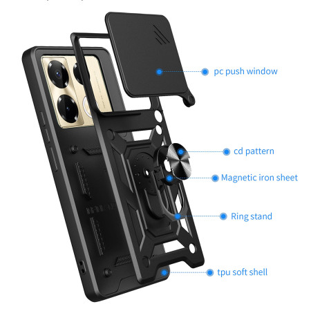 Husa pentru Infinix Note 40 Pro 4G, Slide si Snap, CamShield, Black