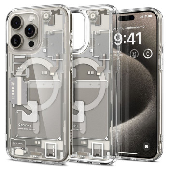 Husa pentru iPhone 15 Pro Max, Spigen Ultra Hybrid MagSafe Zero One, Natural Titanium