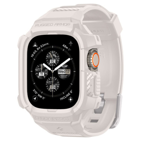 Husa pentru Apple Watch Ultra / Ultra 2 si Curea, Spigen Rugged Armor Pro, Dune Beige