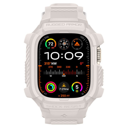 Husa pentru Apple Watch Ultra / Ultra 2 si Curea, Spigen Rugged Armor Pro, Dune Beige
