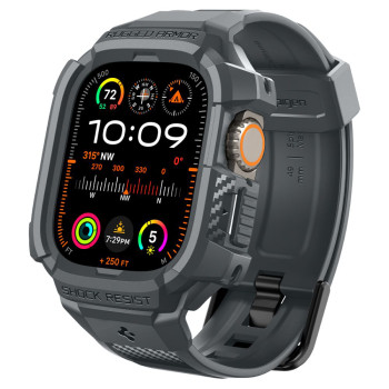 Husa pentru Apple Watch Ultra / Ultra 2 si Curea, Spigen Rugged Armor Pro, Dark Grey