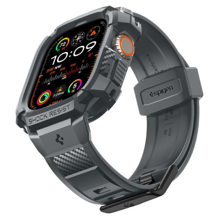 Husa pentru Apple Watch Ultra / Ultra 2 si Curea, Spigen Rugged Armor Pro, Dark Grey