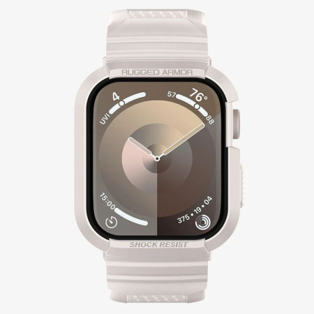 Husa pentru Apple Watch 4 / 5 / 6 / SE / SE 2 / 7 / 8 / 9 (44mm/45mm) si Curea, Spigen Rugged Armor Pro, Dune Beige