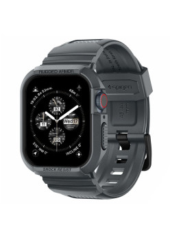 Husa pentru Apple Watch 4 / 5 / 6 / SE / SE 2 / 7 / 8 / 9 (44mm/45mm) si Curea, Spigen Rugged Armor Pro, Dark Grey