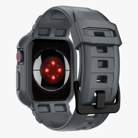 Husa pentru Apple Watch 4 / 5 / 6 / SE / SE 2 / 7 / 8 / 9 (44mm/45mm) si Curea, Spigen Rugged Armor Pro, Dark Grey