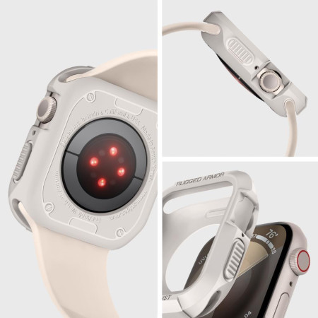 Husa pentru Apple Watch 4 / 5 / 6 / SE / SE 2 / 7 / 8 / 9, 44mm/45mm, Spigen Rugged Armor, Dune Beige