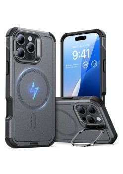 Husa pentru iPhone 16 Pro Max - ESR Cyber Armor Kickstand - Grey