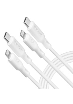 Cablu de Incarcare Type-C la Lightning 1m - Spigen Durasync (set 2) - White